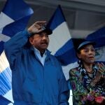 El mandatario nicaragüense Daniel Ortega y la vicepresidenta Rosario Murillo en una imagen de archivo en Managua