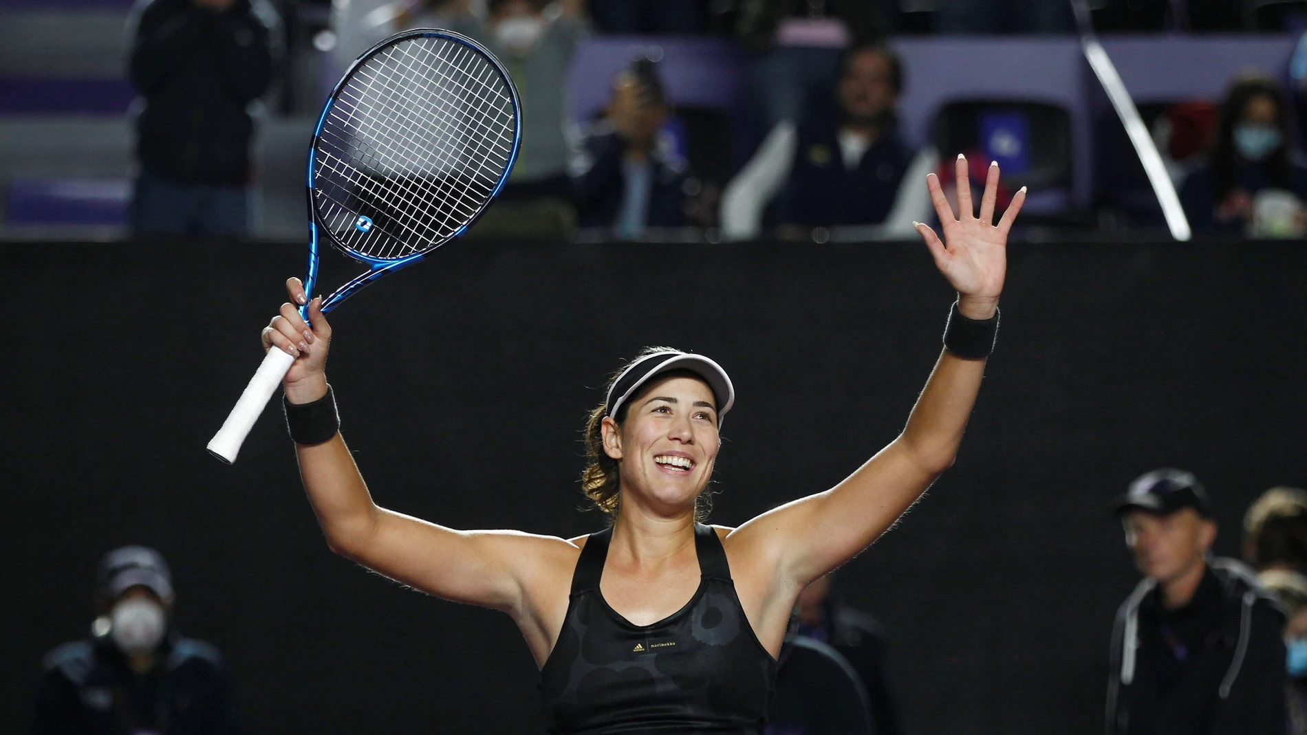 Garbiñe Muguruza celebra su triunfo ante Anett Kontaveit