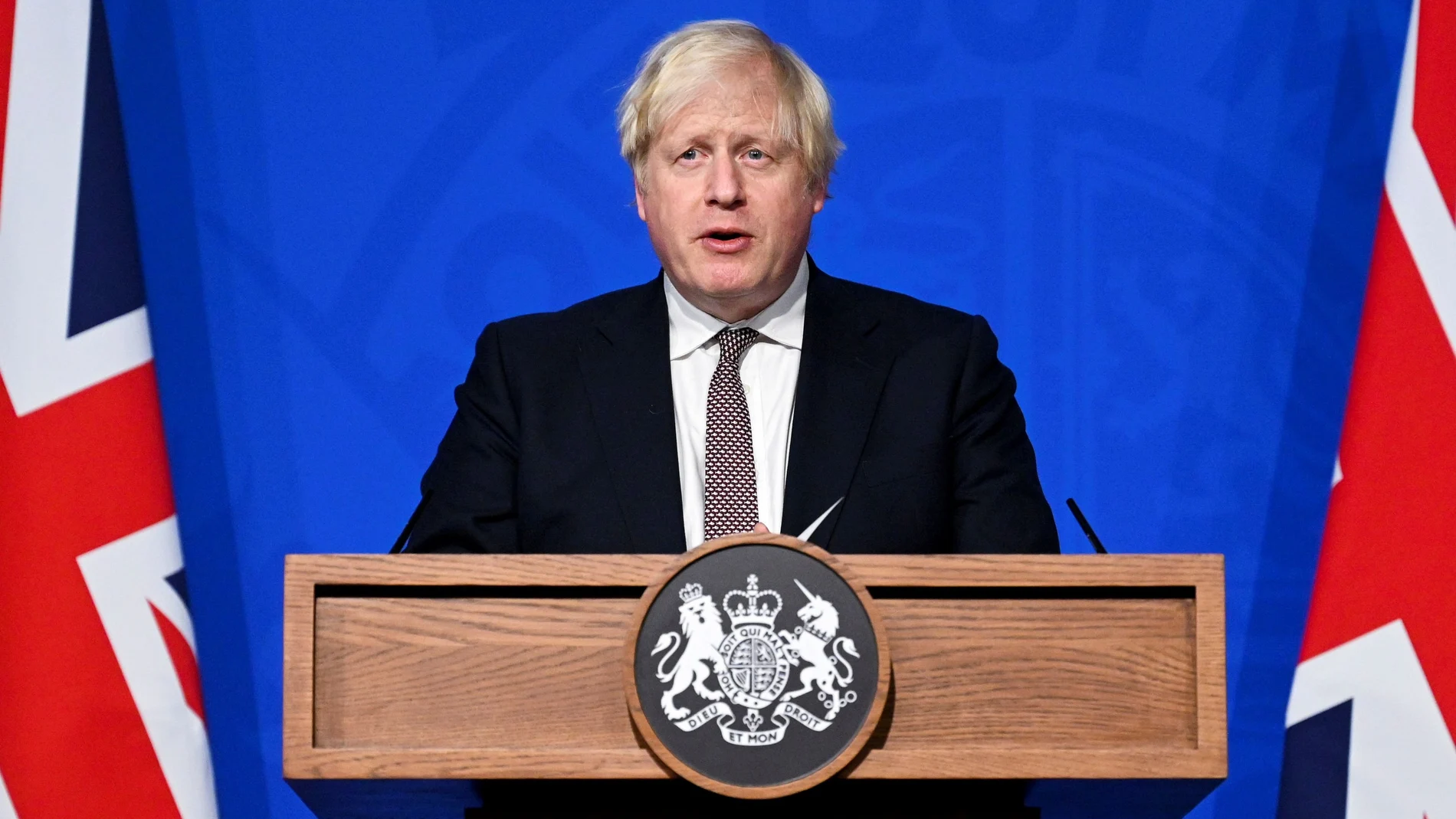 Boris Johnson en su primera rueda de prensa en Londres desde la conclusión de la cumbre climática COP26