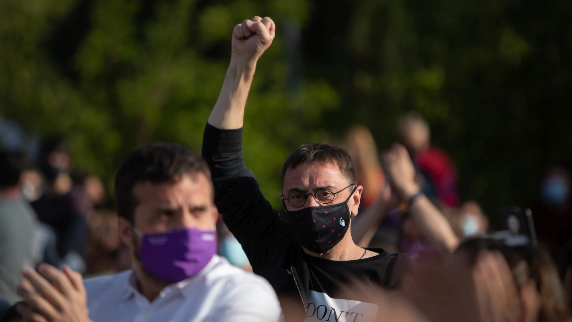 Juan Carlos Monedero en el mitin cierre de campaña de Podemos en Vicalvaro