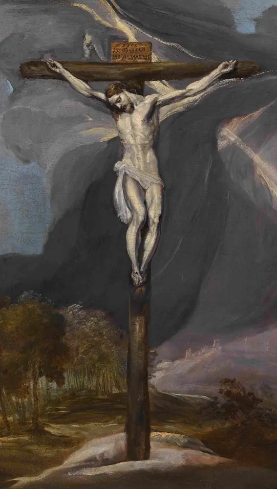 &quot;Crucifixión&quot; de El Greco, pintura datada entre 1575 y 1577