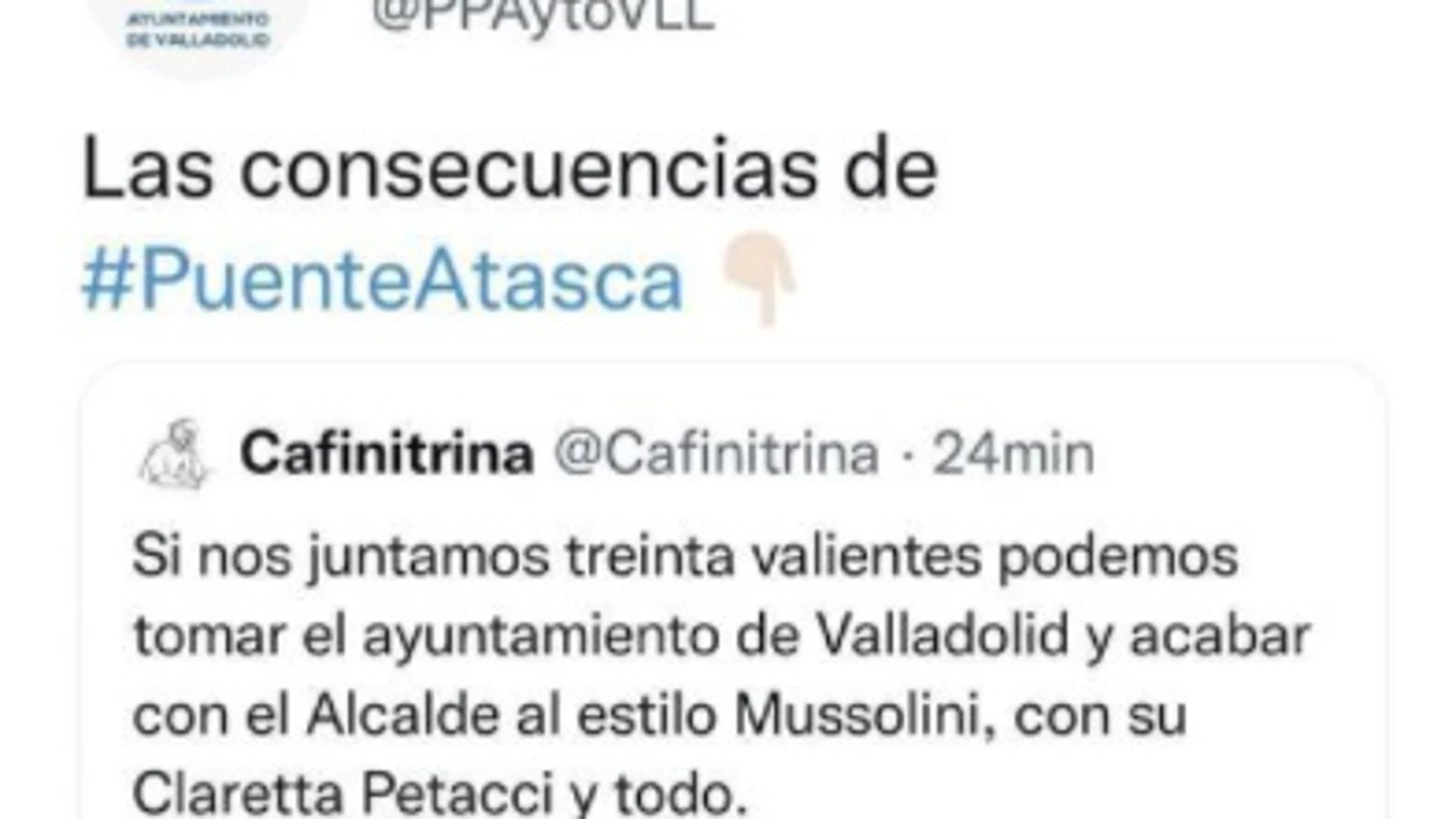 Mensaje compartido por el PP