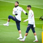 Sergio Ramos, durante un entrenamiento del PSG