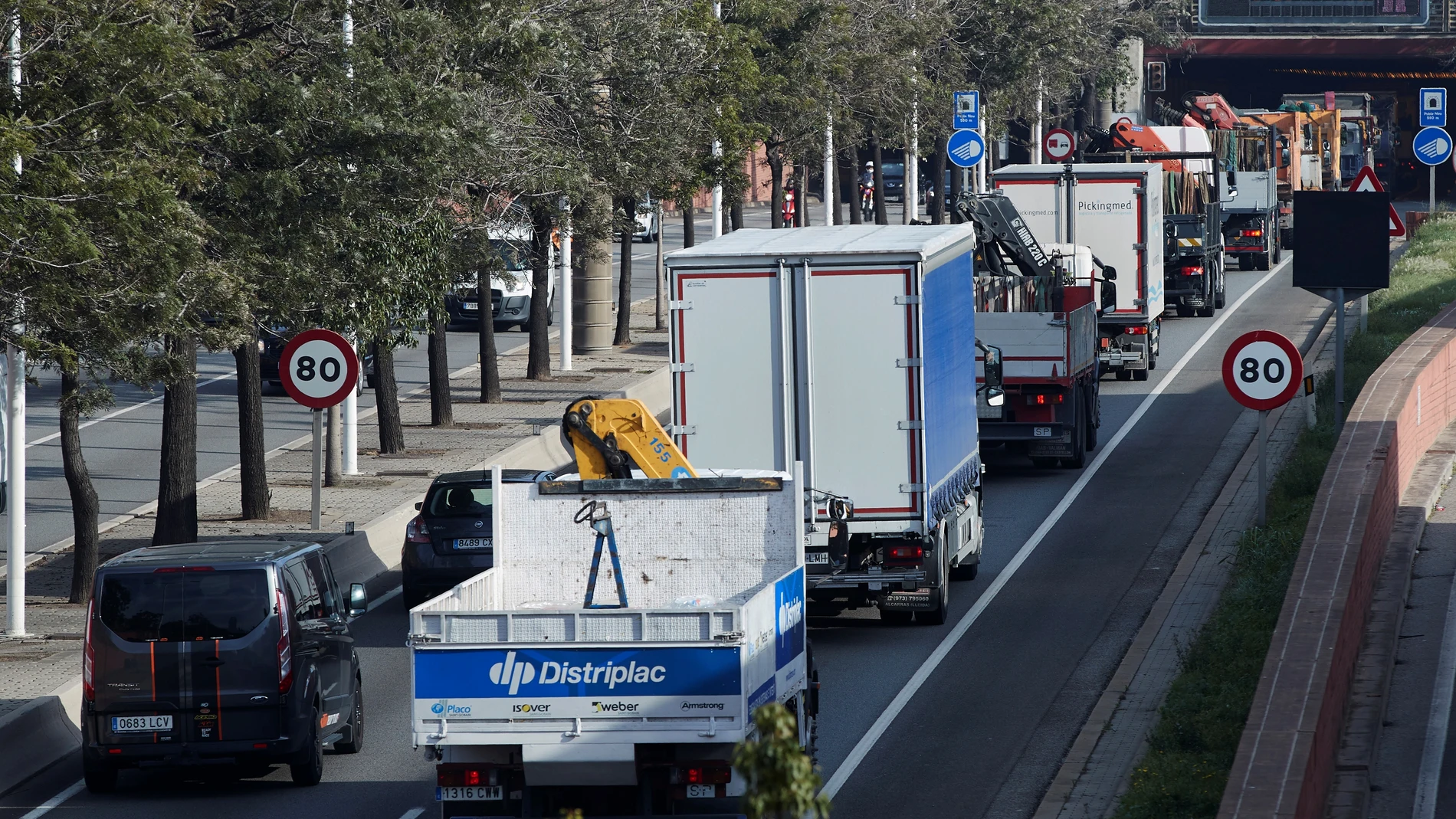 Manifestación de camioneros en Barcelona