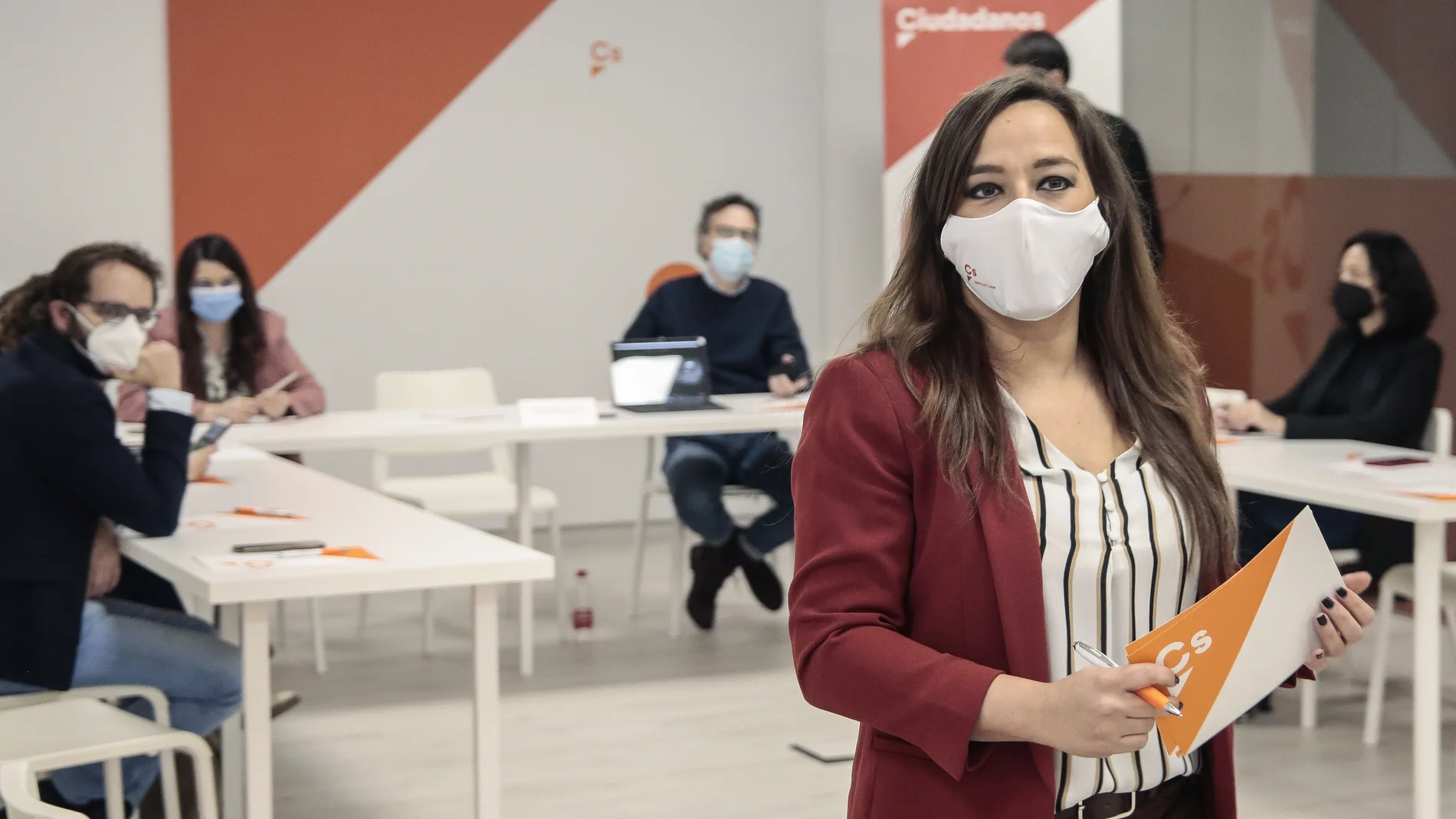 La coordinadora autonómica de Ciudadanos, Gemma Villarroel, tras la reunión del Comité autonómico de Ciudadanos Castilla y León
