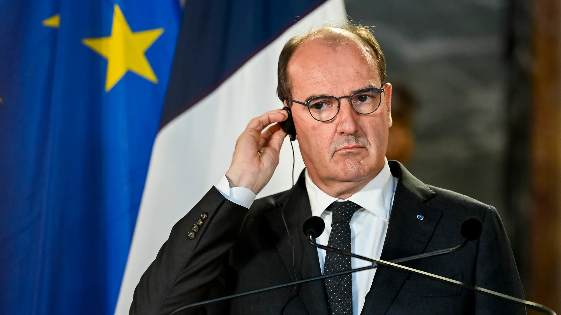 El primer ministro francés, Jean Castex, durante su visita este lunes a Bélgica