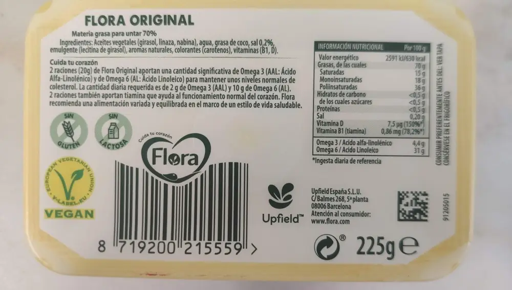La AESAN pide que no se consuma esta margarina de la marca Flora