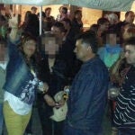 Katia Blanco, Javier Ardines y Pedro Nieva en una fiesta de prao