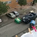 Vehículo blindado de la Policía actuando en la barriada del Río San Pedro en Puerto Real en la huelga por el metal
