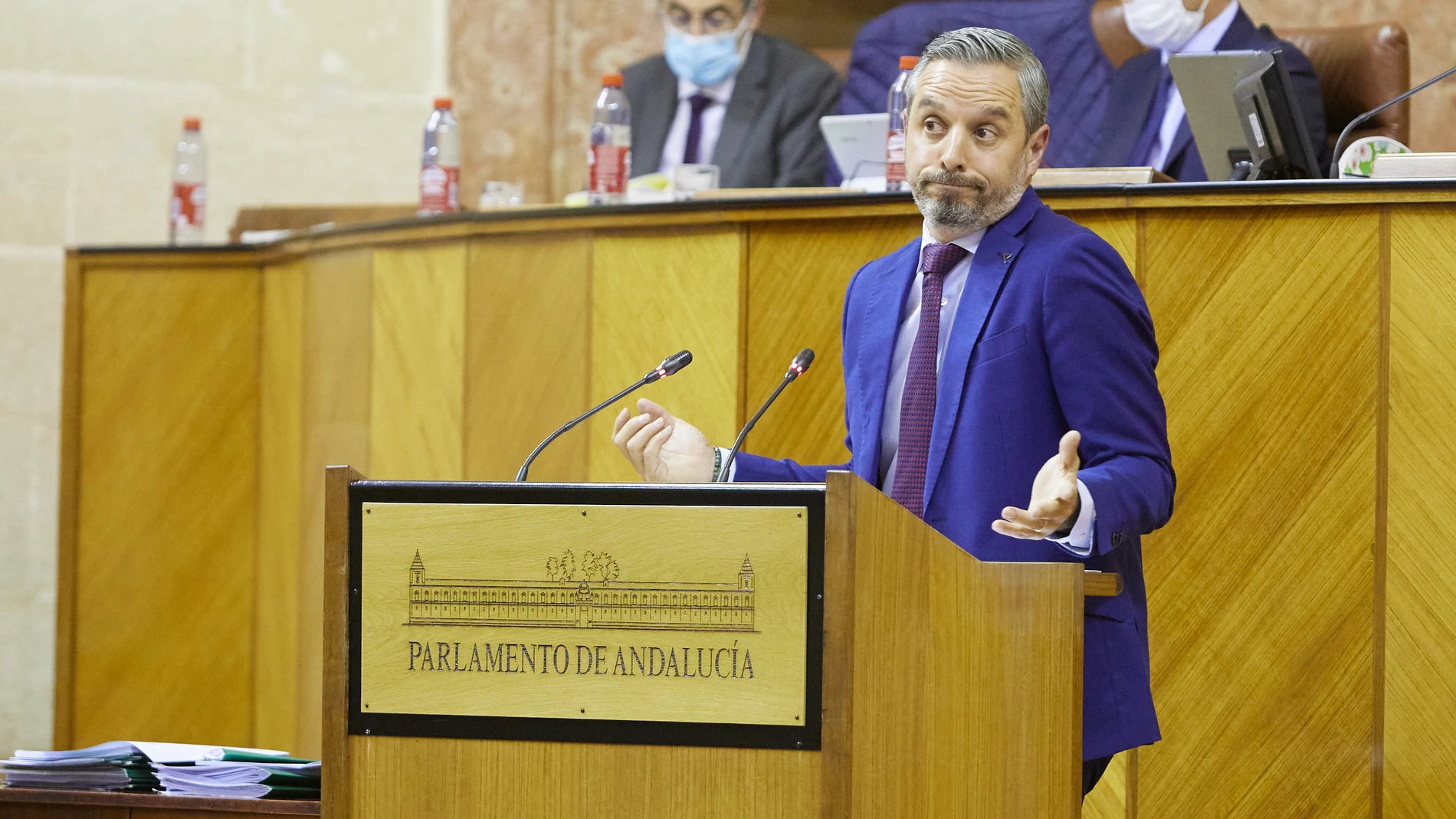 El consejero de Hacienda y Financiación Europea, Juan Bravo, durante el Debate de Presupuestos andaluces de 2022