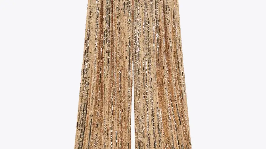 Pantalón ancho de lentejuelas.