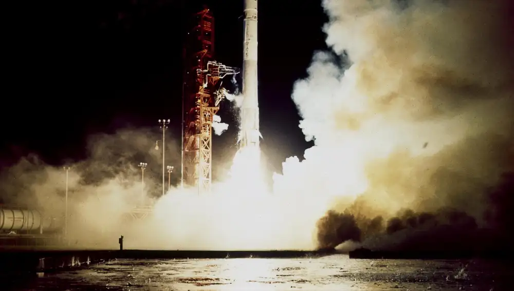 El lanzamiento de la Pioneer 11 el 5 de abril de 1973.