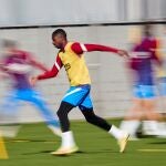 Dembélé, en un entrenamiento del Barcelona