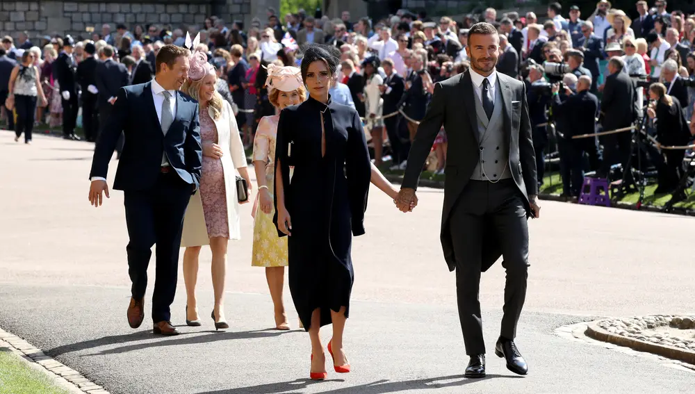Victoria y David Beckham en la boda de Meghan Markle y el príncipe Harry