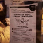 Un establecimiento hostelero a 27 de noviembre de 2021, en Pamplona, Navarra (España). El pasaporte Covid se convierte en requisito para entrar a determinados y eventos en Navarra desde este sábado. La medida estará vigente hasta el 7 de enero de 2022.