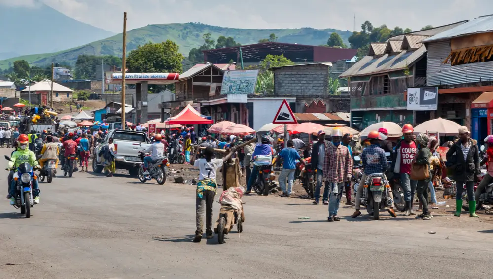 Vista de una de las vías principales de la ciudad de Goma en el Congo