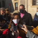 La coordinadora autonómica de Ciudadanos en Castilla y León, Gemma Villarroel, atiende a los periodistas tras su visita a Zamora