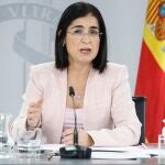 La ministra de Sanidad, Carolina Darias, en la rueda de prensa posterior al Consejo de Ministros de ayer