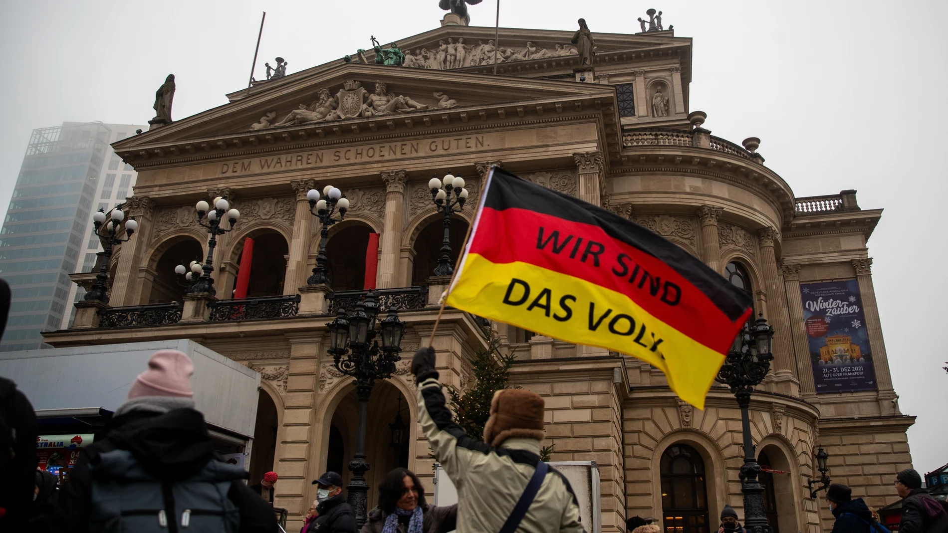 Protesta contra las medidas contra la covid del Gobierno en Frankfurt, Alemania