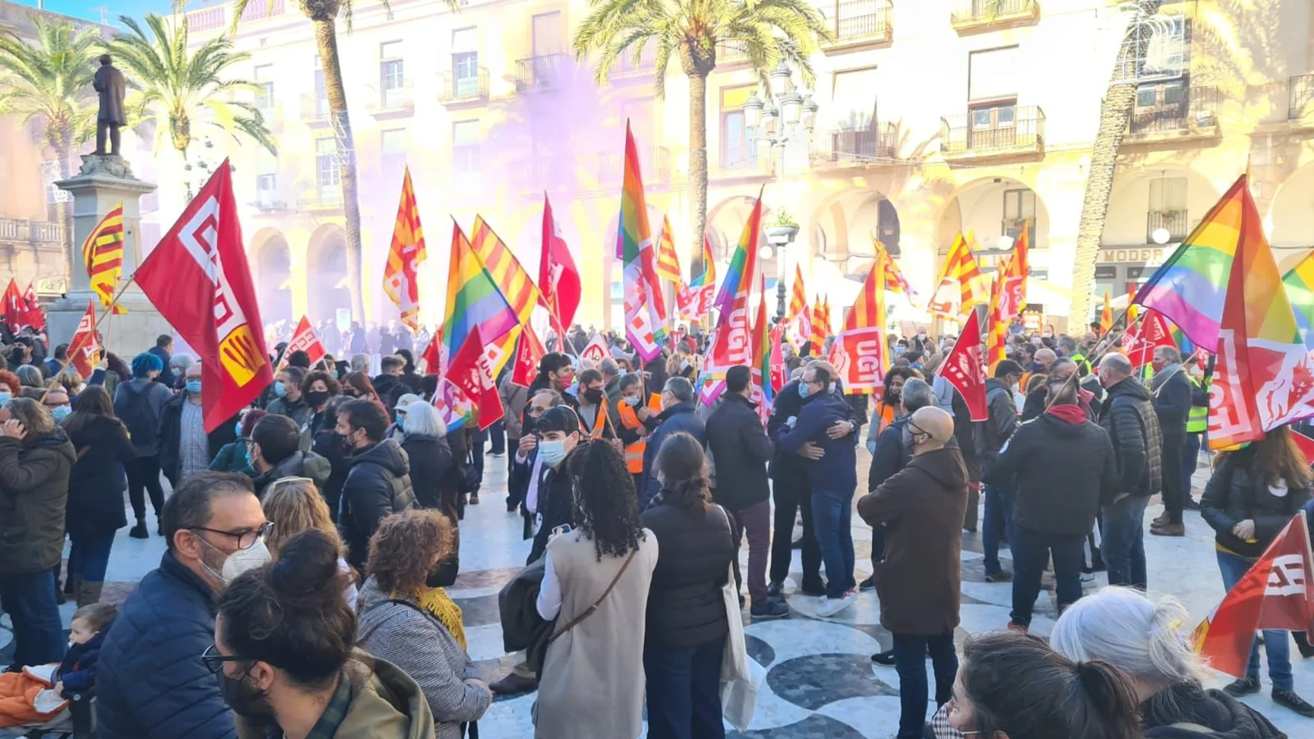 Imagen de la protesta de Mahle en Vilanova i la Geltrú