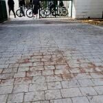 Vista general del lugar donde un joven de unos 16 años, cuya identidad no ha sido facilitada, falleció en la tarde del domingo tras recibir al menos una puñalada durante una pelea con otro joven en un parque público de Burjassot