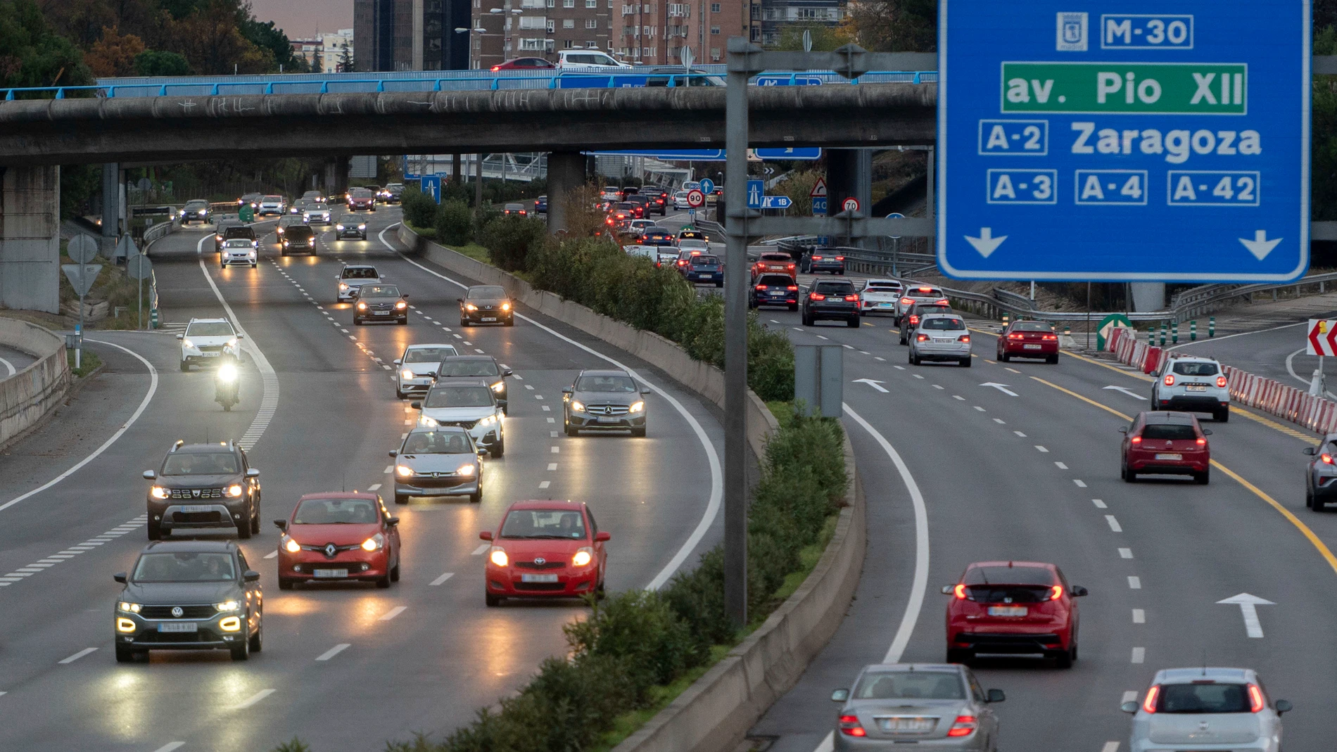 Tráfico en la carretera A-1, a 8 de diciembre de 2021, en Madrid