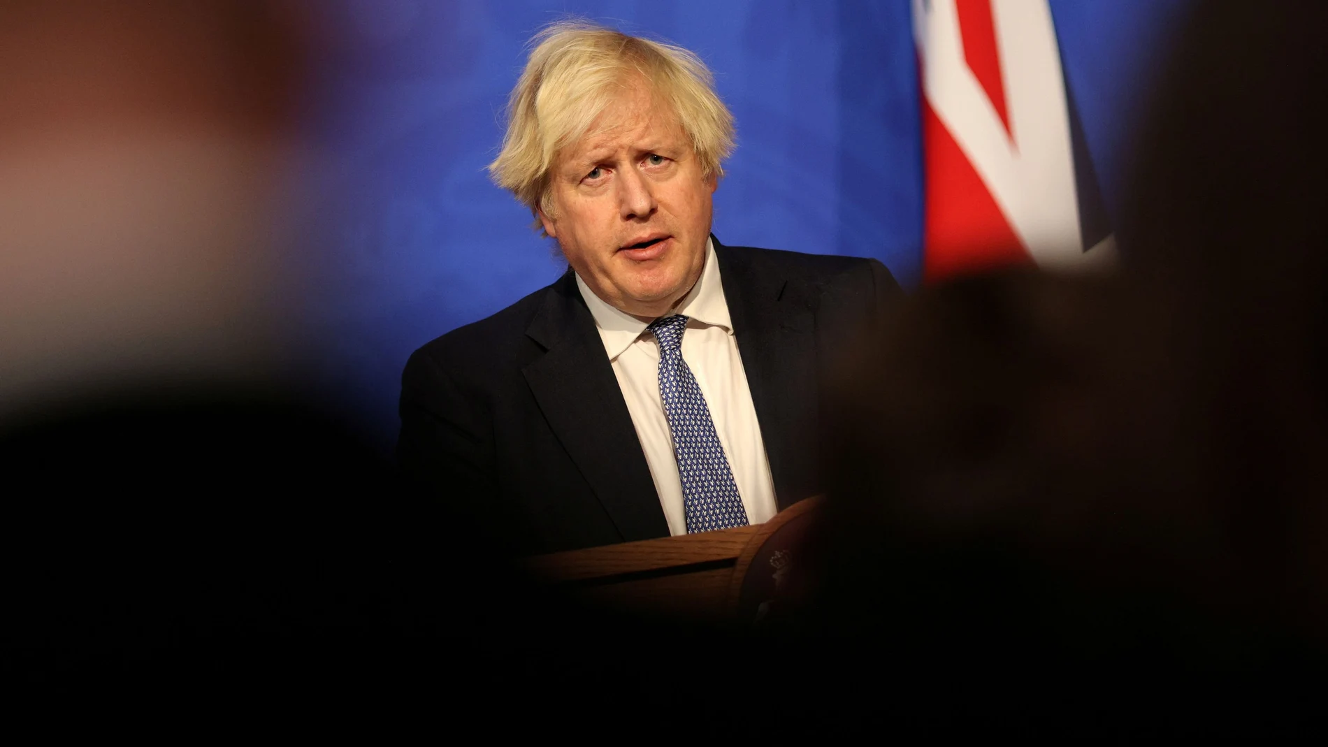 El primer ministro, Boris Johnson, durante su conferencia de prensa