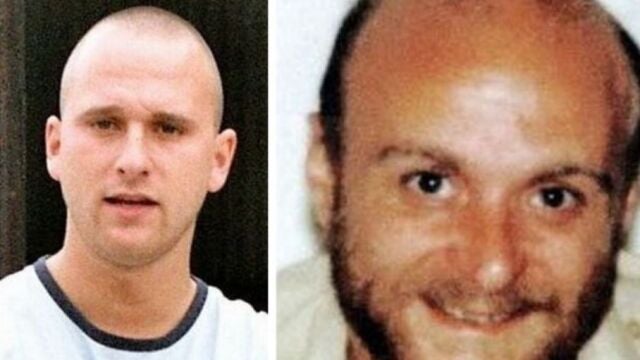 Christopher Guest More (izq) ha estado prófugo desde que huyó de Reino Unido tras el asesinato en 2003 de Brian Waters (der)