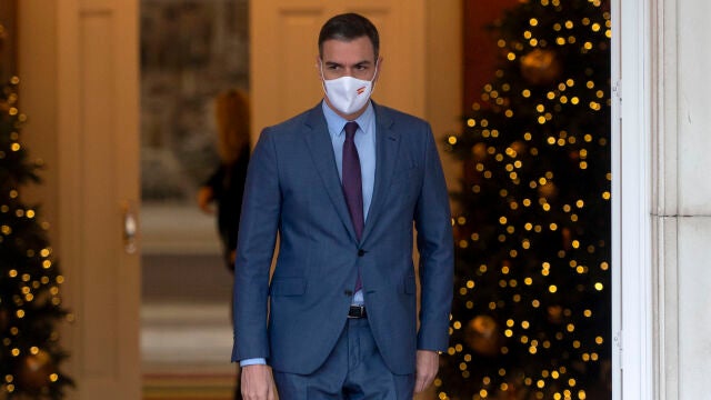 El presidente del Gobierno, Pedro Sánchez, ayer en el Palacio de la Moncloa