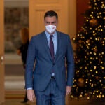 El presidente del Gobierno, Pedro Sánchez, ayer en el Palacio de la Moncloa