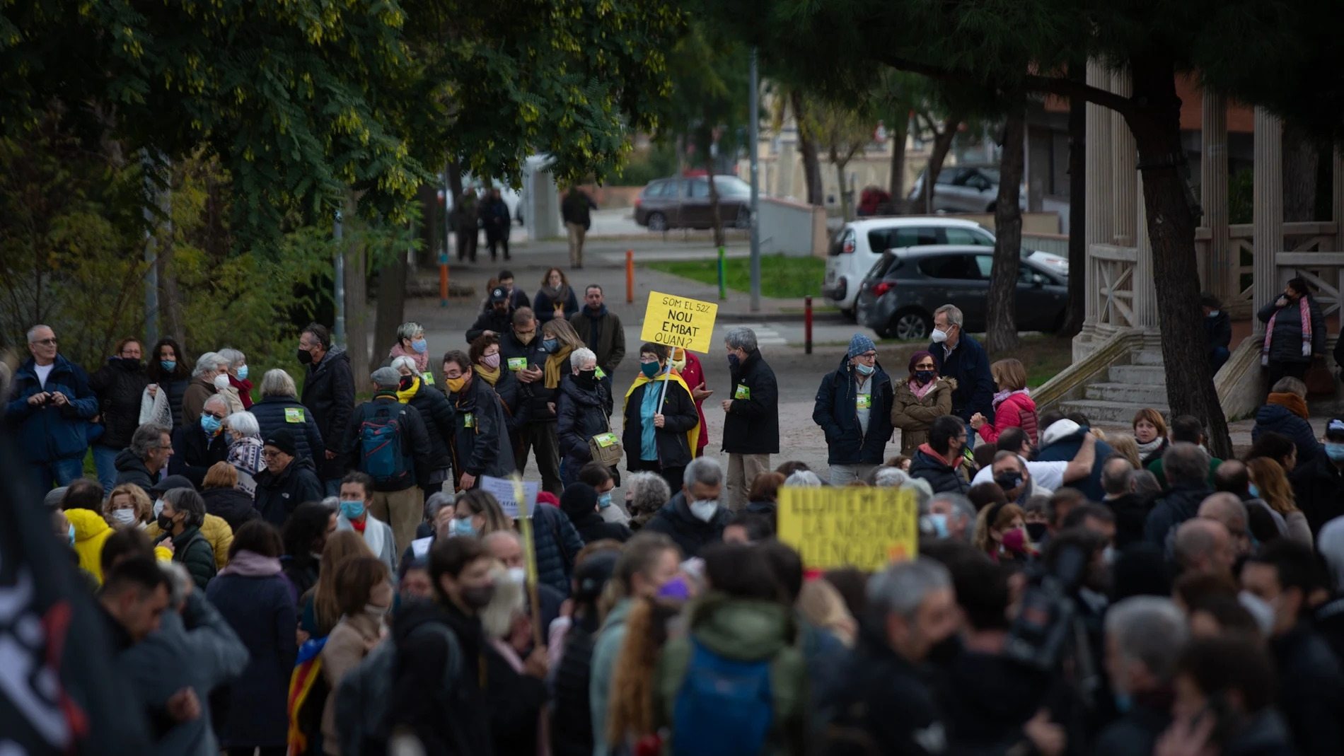 Manifestación del Sepc e Intersindical·Csc contra la sentencia del TSJC que fija un 25% de castellano en una escuela de Canet de Mar (Barcelona).