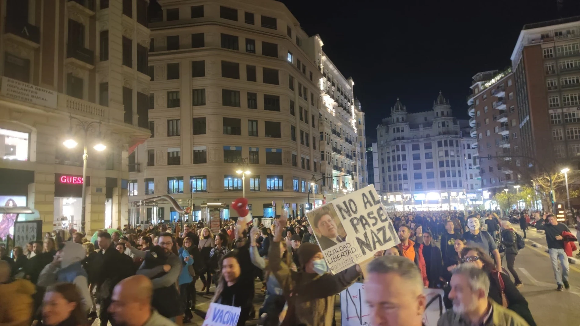 Manifestación contra el pasaporte covid en el centro de València el pasado fin de semana
