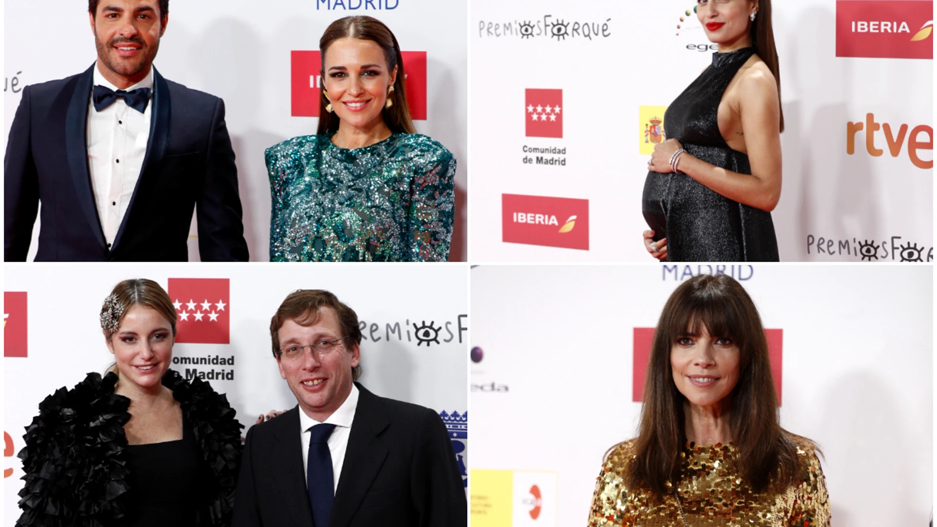 Miguel Torres, Paula Echevarría, Hiba Abouk, José Luis Martínez-Almeida, Andrea Levy y Maribel Verdú en los 'Premios Forqué'