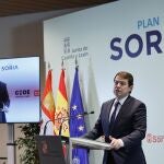 El presidente de la Junta de Castilla y León, Alfonso Fernández Mañueco, presenta las novedades del Plan Soria