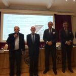 De izquierda a derecha, son: Nuria Vilanova, Inocencio Arias, Ignacio Buqueras, Antonio García, Amalio de Marichalar, Conde de Ripalda, y Santiago Velo de Antelo