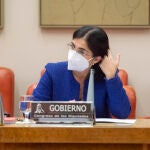 La ministra de Sanidad, Carolina Darias, en la Comisión de su departamento, en el Congreso de los Diputados, para analizar la situación del coronavirus en España, a 16 de diciembre de 2021
