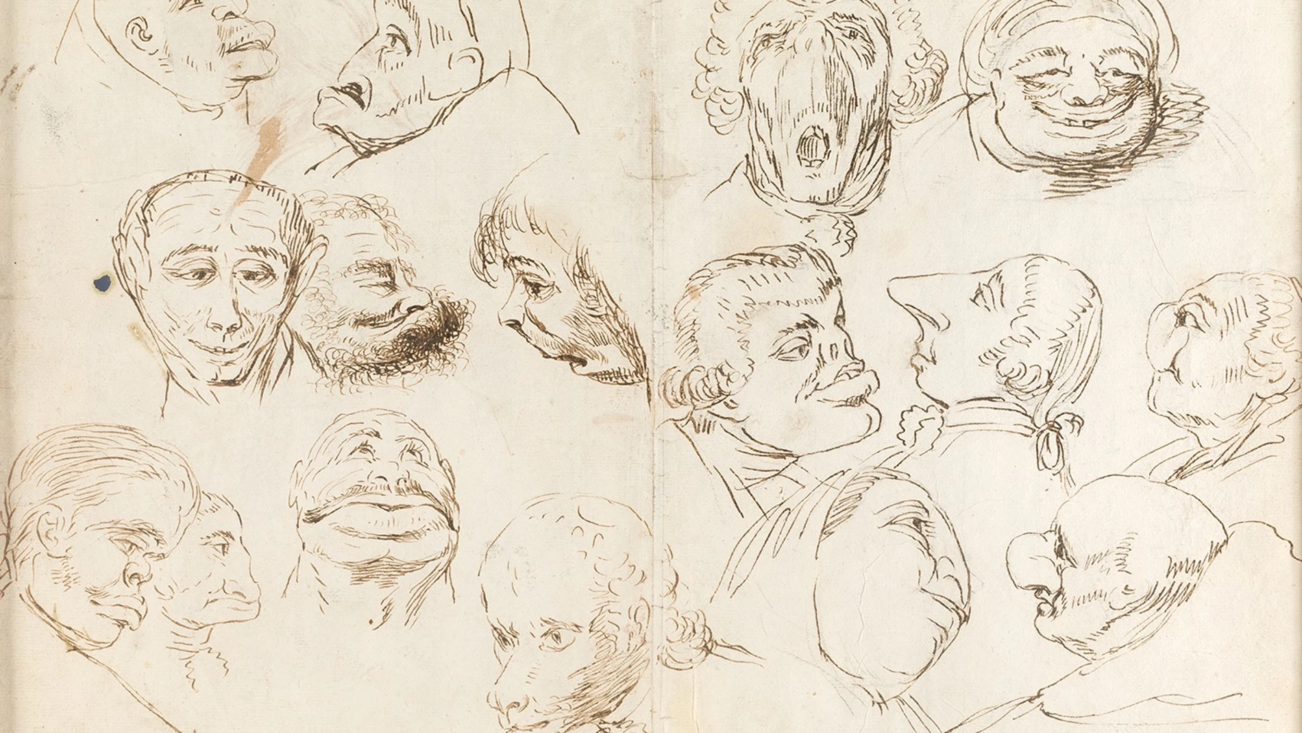El dibujo “Dieciséis cabezas caricaturescas" de Goya.