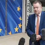 El negociador del Brexit David Frost durante una rueda de prensa en Bruselas en noviembre