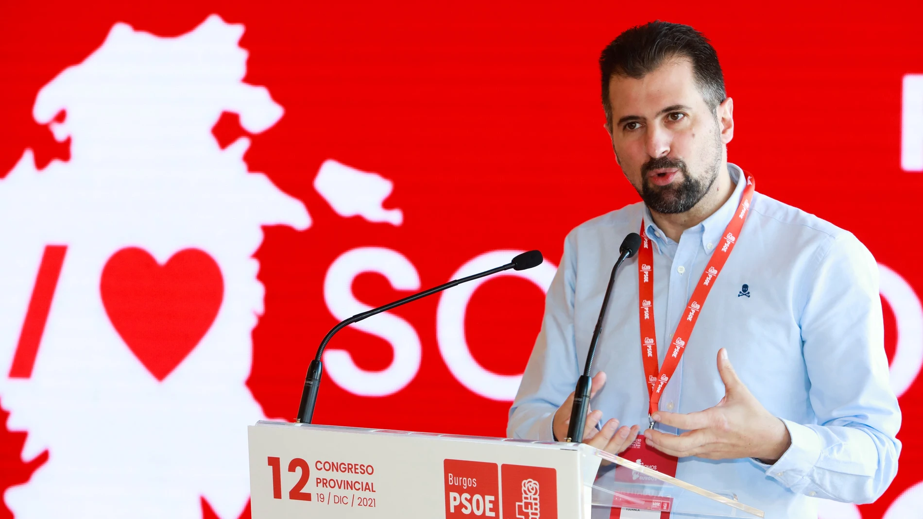 El secretario general del PSOE de Castilla y León, Luis Tudanca, en el XII Congreso Provincial del PSOE de Burgos