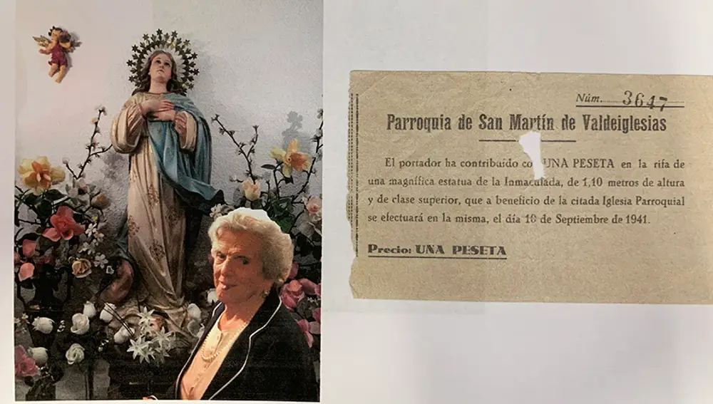 A la izquierda: Angelita de Francisco Quiros. A la derecha: copia de la papeleta perteneciente a dicho sorteo