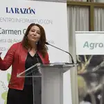 La consejera de Agricultura, Carmen Crespo, ayer durante su intervención en el encuentro informativo