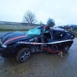 Accidente grave de un turismo en el Camino de Santiago a su paso por el barrio Ponferradina de Fuentes Nuevas (León)