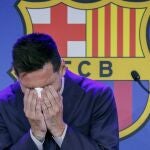Messi lloró en su despedida del Barcelona el 8 de agosto de 2021, tres días después de que el club anunciase que no seguía