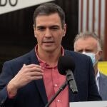 El presidente del Gobierno, Pedro Sánchez,en la isla de La Palma