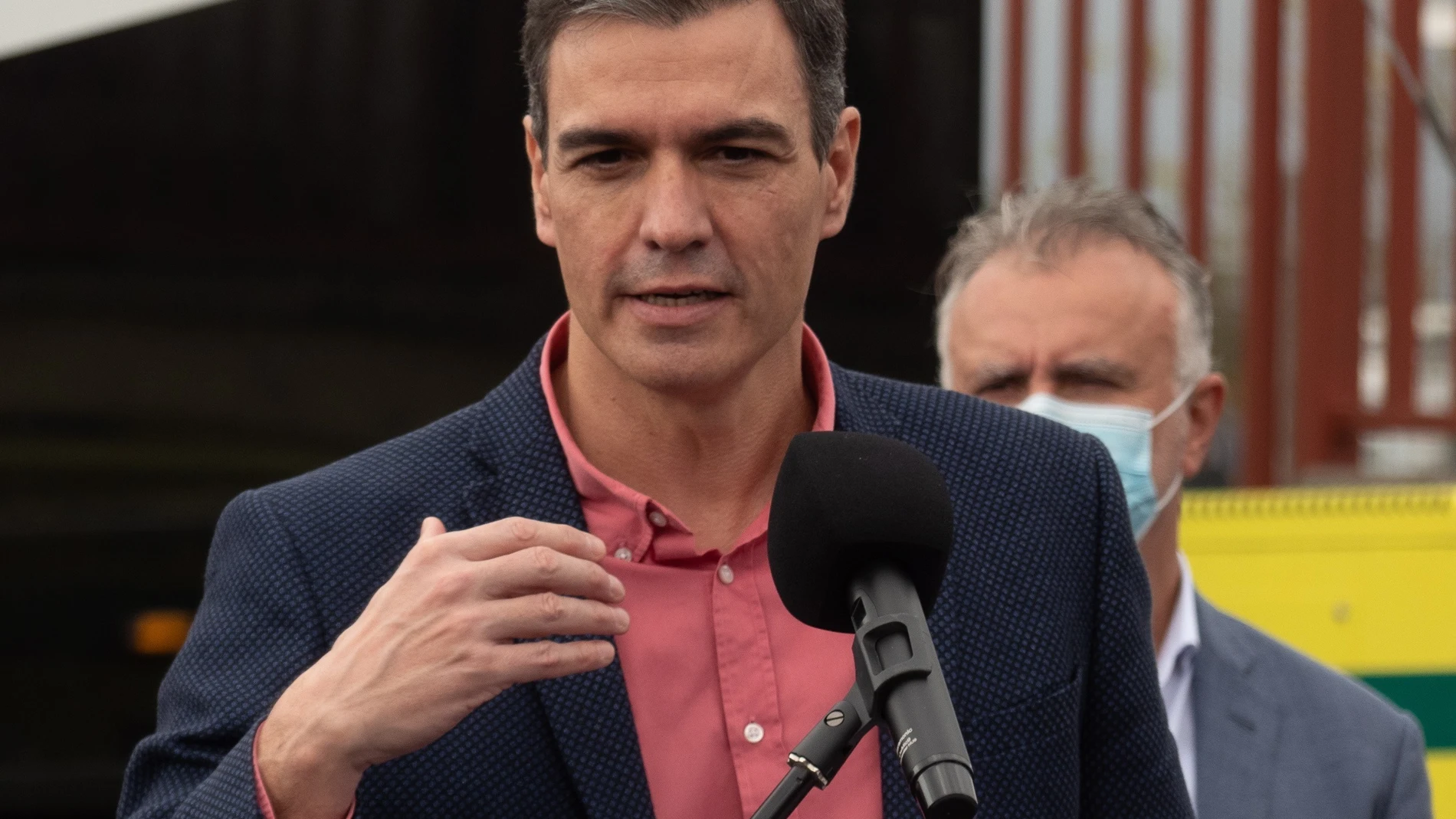 El presidente del Gobierno, Pedro Sánchez,en la isla de La Palma