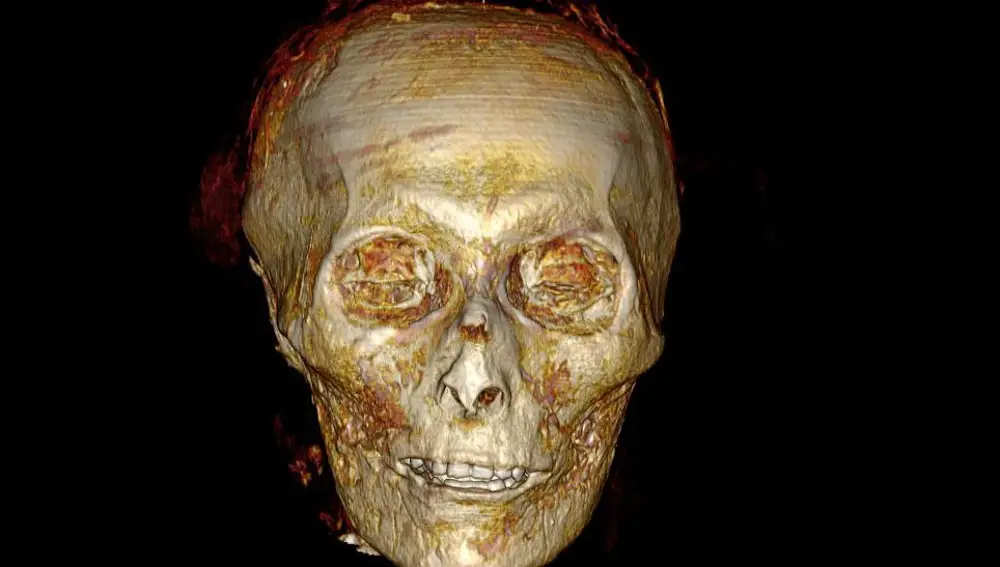 CT scan of the Amenhotep sarcophagus in Egypt