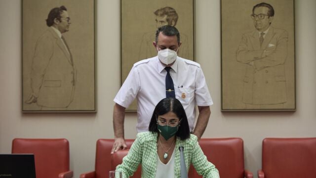 La ministra de Sanidad, Carolina Darias, en una comparecencia en el Congreso