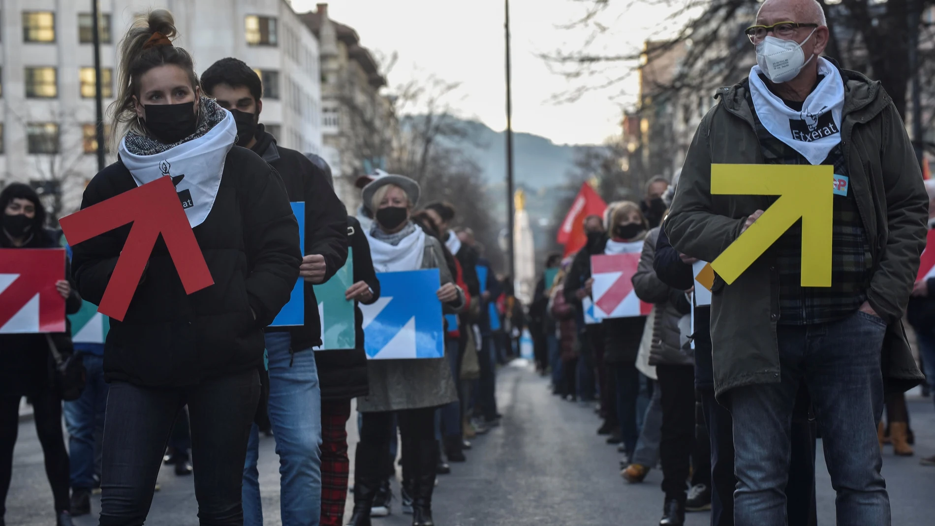 La red ciudadana de apoyo a los presos de ETA, Sare en la marcha del pasado 8 de enero