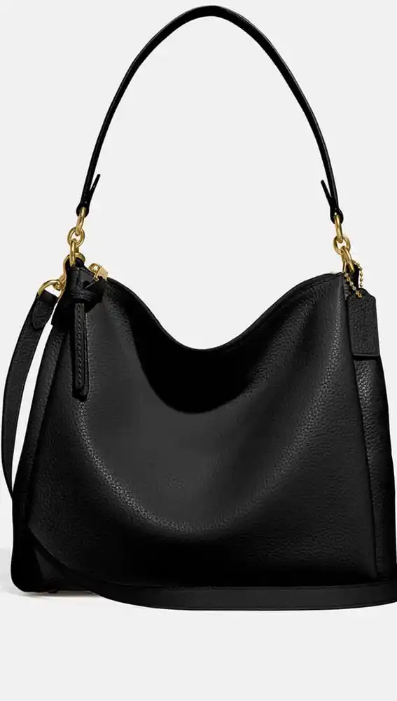 Hobo Coach Shay de piel vacuna en negro con cremallera, de Coach