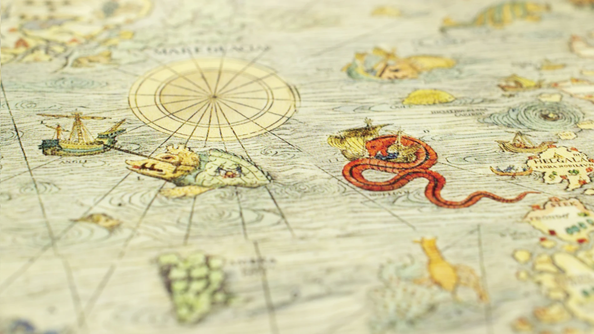 Detalle de la Carta Marina. En el centro de la imagen puede apreciarse la temida "ballena isla".